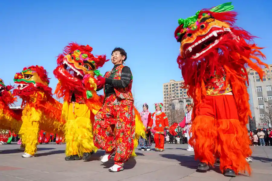 a group of people whose celebrating a chinese festival and it's one of the culture in china