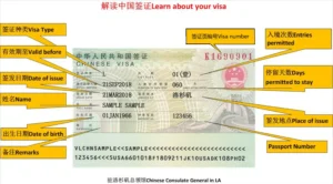 Information about the China visa parts or the China visa page