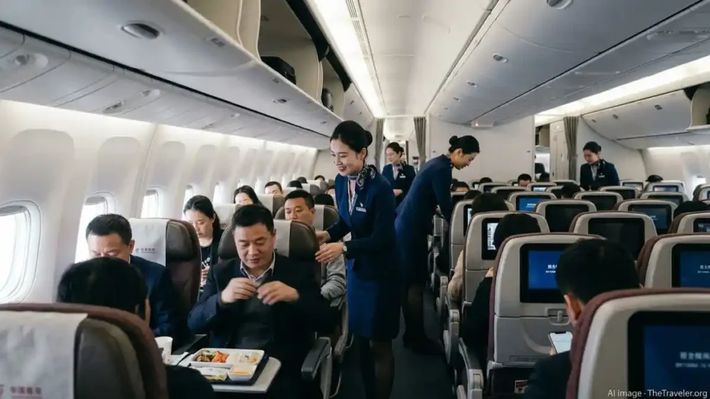 crew member inside the plane, who has a C visa, stewards entertaining the plane passengers.
