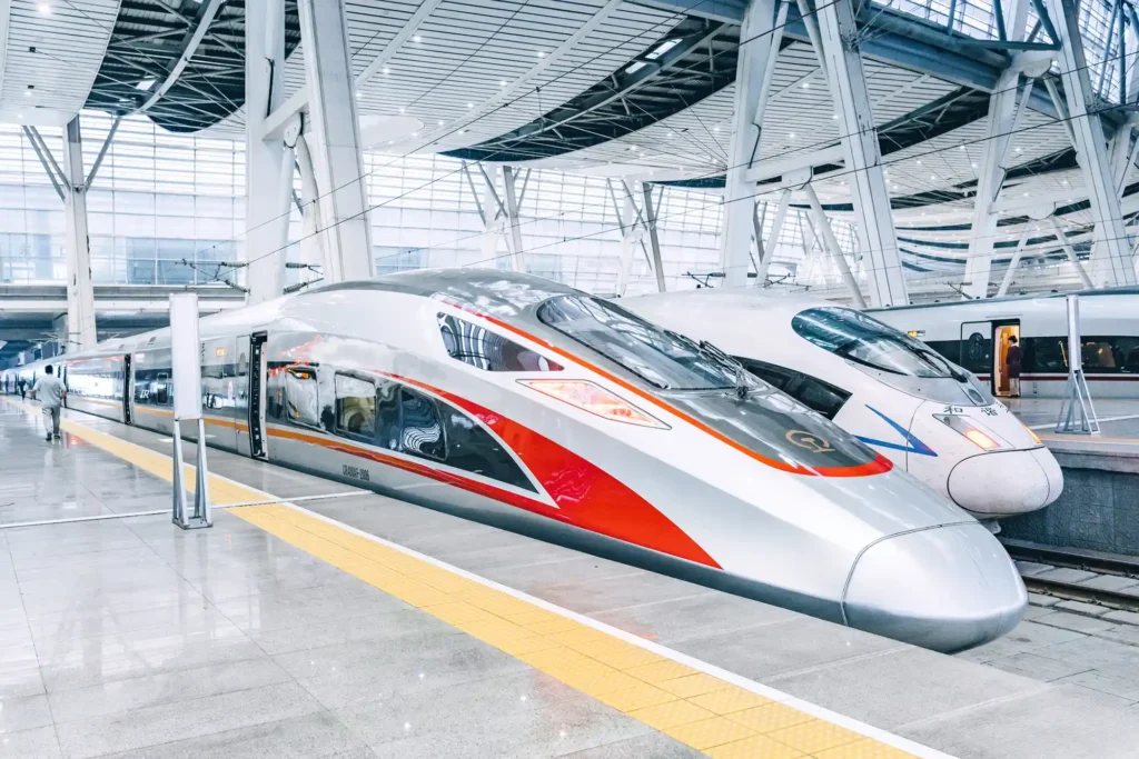 hogh speed train, it's popular in china and its more convenient for locals to travel by train.