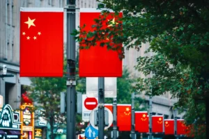 Chinese streets are filled with Chinese flags, a reminder of visa free for China.